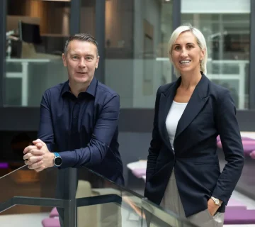Oisin McConville, Gambling Awareness Trust with AIB Managing Director Retail Banking Geraldine Casey