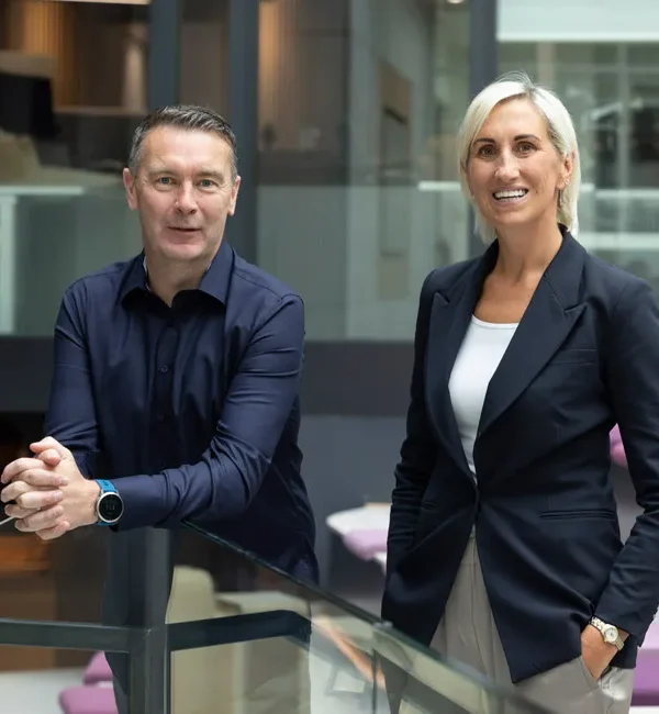 Oisin McConville, Gambling Awareness Trust with AIB Managing Director Retail Banking Geraldine Casey